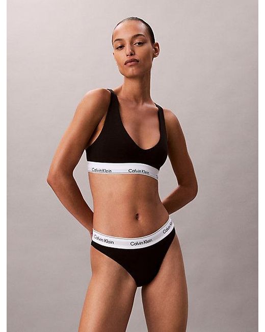 Calvin Klein Black Unlined Triangle Bralette Icon Cotton Modal