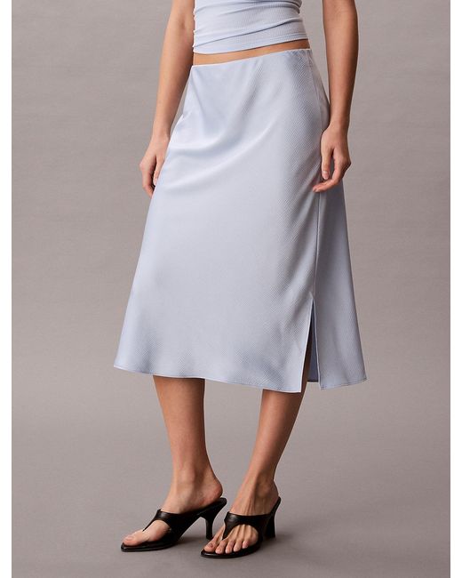 Calvin Klein Purple Textured Satin Midi Skirt