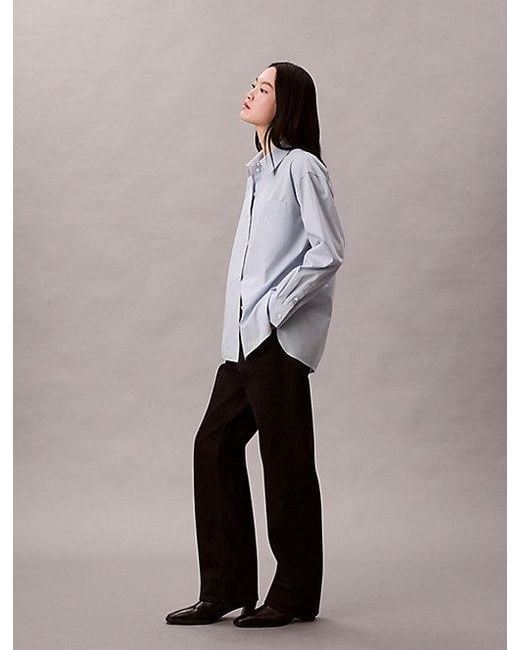 Calvin Klein Relaxed Poplin Button-Down Overhemd in het Gray