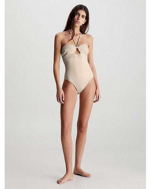 Calvin Klein Halternek Badpak - Structured in het White