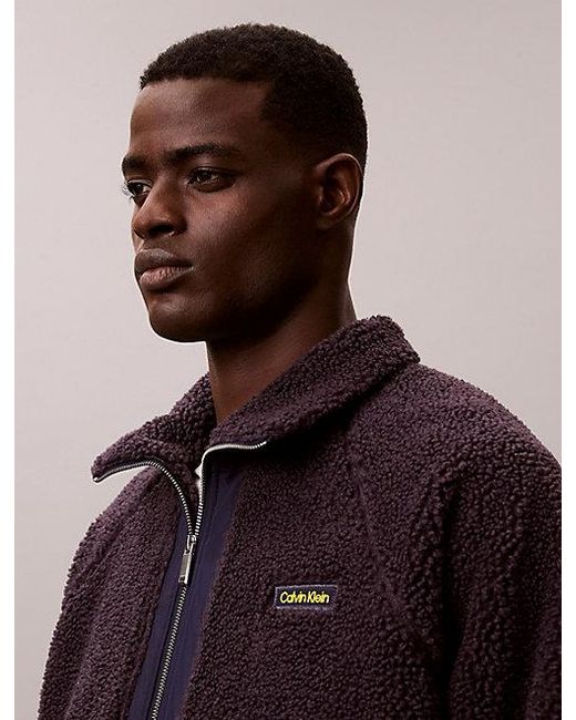 Calvin Klein Multicolor Sherpa Roll Neck 1 4 Zip Sweatshirt for men