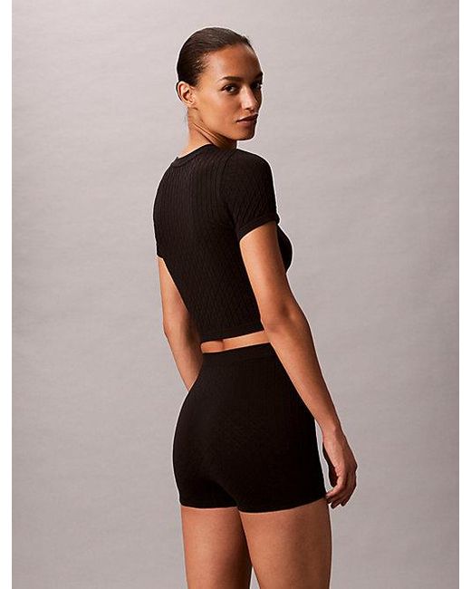 Calvin Klein Black Rib Emblem Seamless Pyjama Shorts