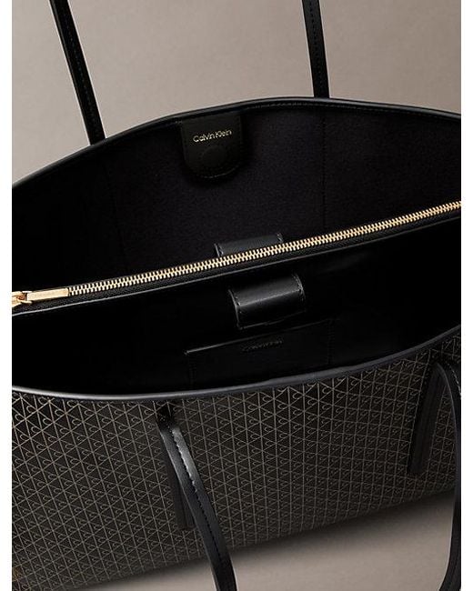 Calvin Klein Gray Allover Emblem Logo Tote Bag