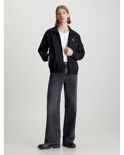 Calvin Klein Black Structured Nylon Bomber Jacket for men