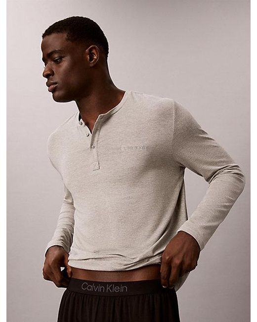 Calvin Klein Gray Henley Pyjama Top Ultra Soft Modal for men