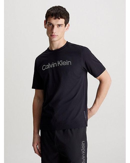 Calvin Klein Sport T-shirt Met Textuur in het Blue voor heren