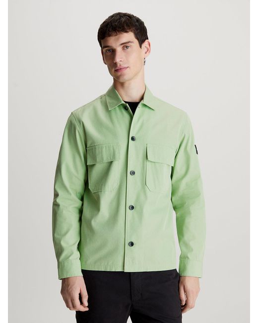 Calvin Klein Green Boxy Twill Overshirt for men
