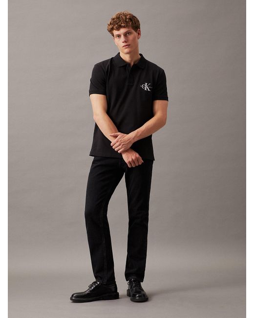 Polo avec monogramme Calvin Klein pour homme en coloris Black