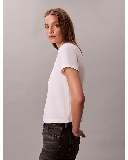 Calvin Klein White Calvin Klein Script Logo Graphic Slim T-Shirt