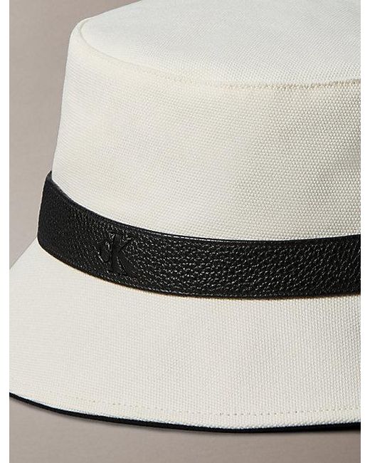 Calvin Klein White Canvas Bucket Hat