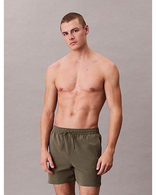 Calvin Klein Gray Medium Drawstring Swim Shorts Ck Tech for men