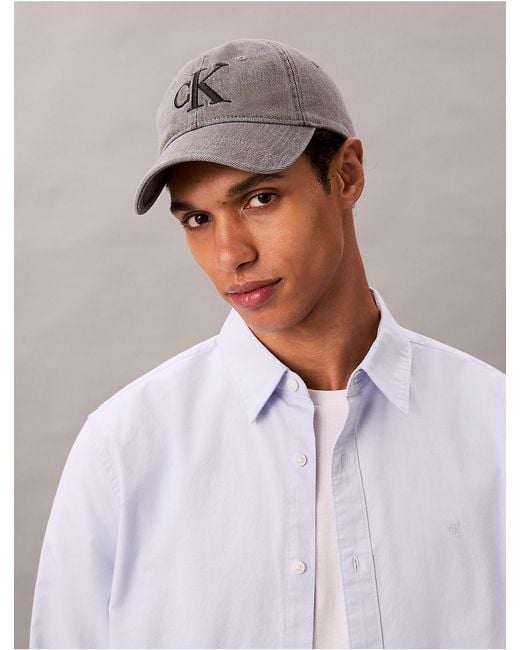Calvin Klein Gray Denim Monogram Cap for men