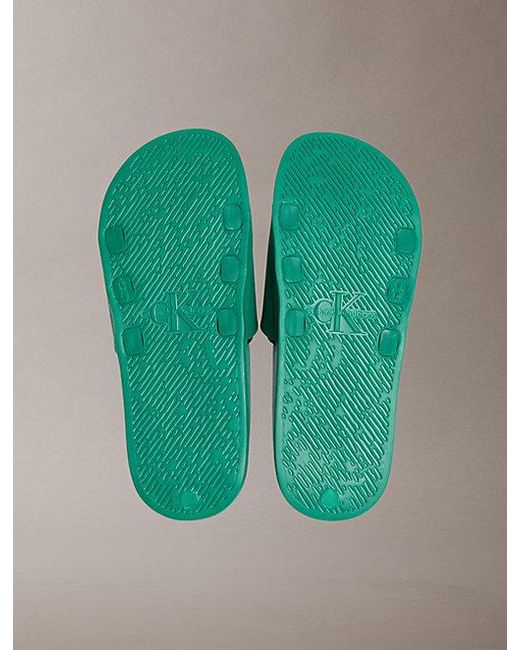 Calvin Klein Green Norwich Contoured Logo Sliders for men