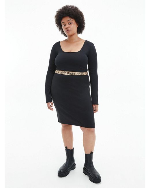 Mini-robe grande taille en jersey Milano Calvin Klein en coloris Noir | Lyst