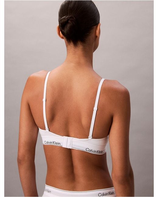 Calvin Klein White Icon Cotton Modal Post Surgery Lightly Lined Triangle Bralette