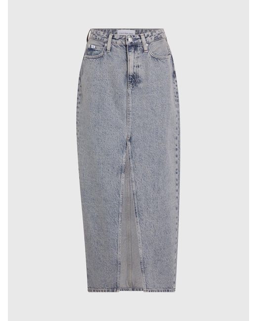 Calvin Klein Gray Denim Maxi Skirt