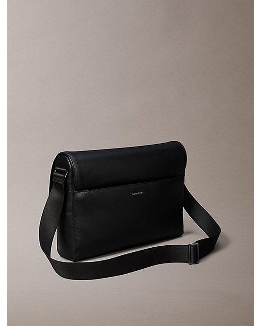 Calvin Klein Gray Saffiano Emblem Logo Messenger Bag for men