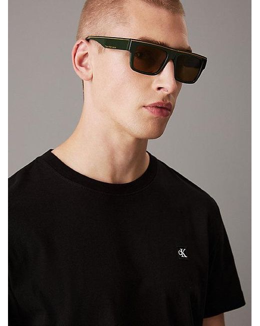 Calvin Klein Green Jeans Modified Rectangle Sunglasses Ckj24603S for men