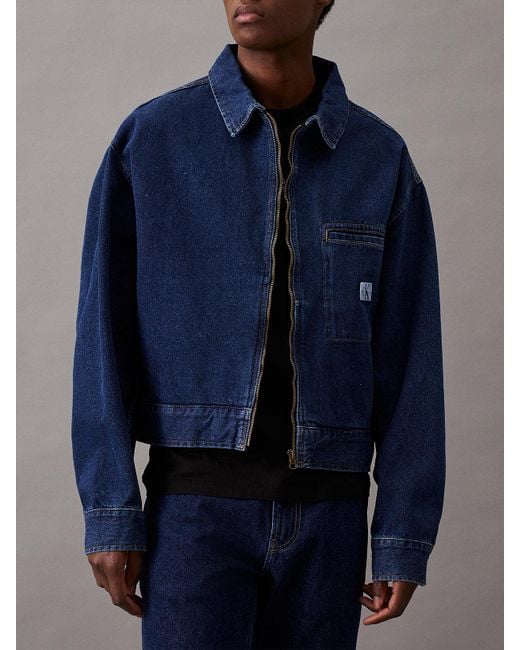 Veste zippée relaxed en jean Calvin Klein pour homme en coloris Blue