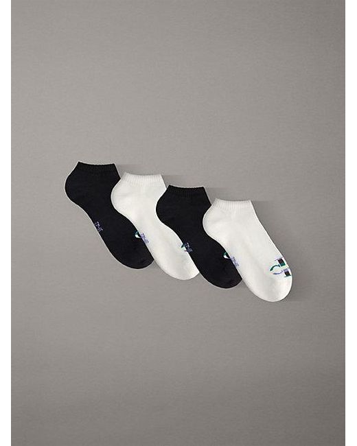 Calvin Klein Gray Jeans 4 Pack Soft Cotton Logo Trainer Socks for men