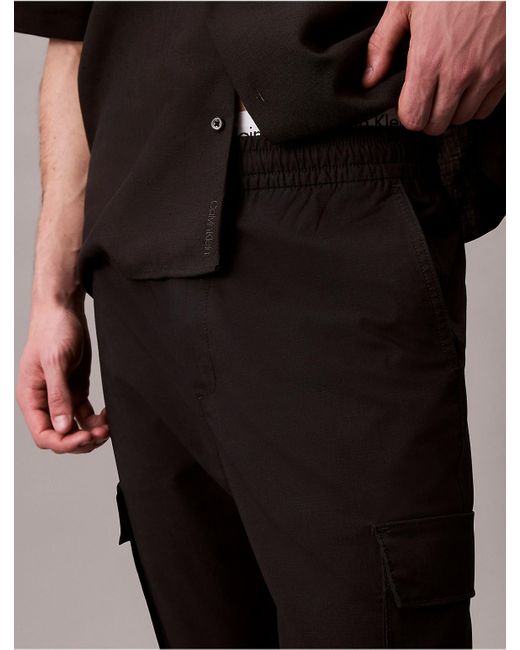 Calvin Klein Black Calvin Klein Cotton Blend Skinny Cargo Ripstop Pants for men