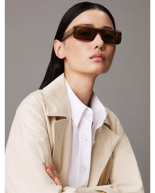 Calvin Klein Brown Modified Rectangle Sunglasses Ck24503S