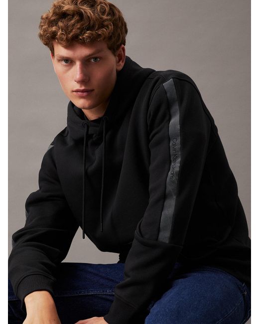 Sweat à capuche en polaire avec Logo Tape Calvin Klein pour homme en coloris Black
