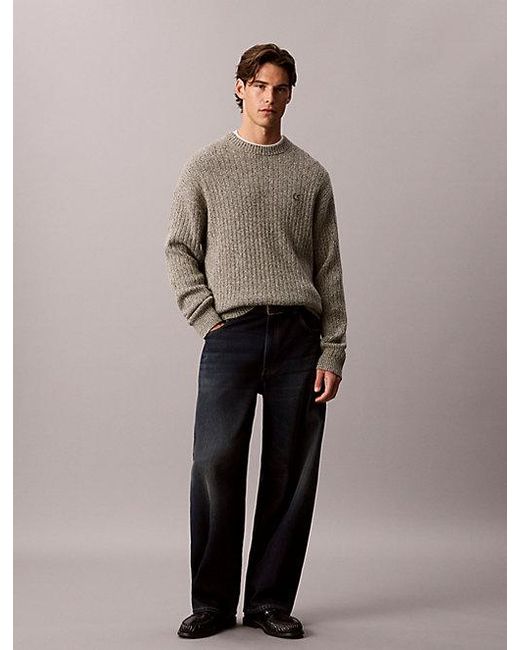 Calvin Klein Gray Jeans Cotton Ribbed Jumper for men