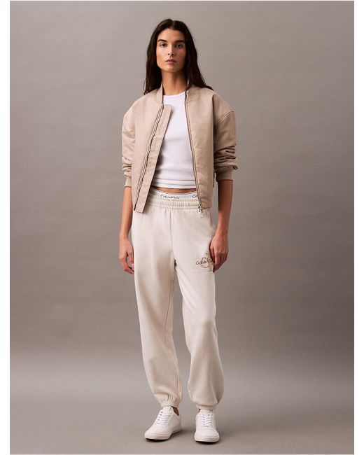 Calvin Klein Chenille Monogram Logo Fleece Joggers | Lyst