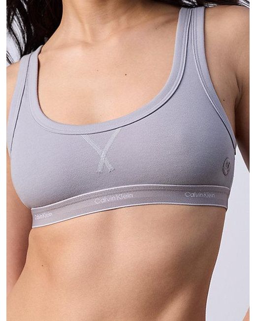 Calvin Klein Blue Jung Kook For Lightly Lined Bralette Heritage Cotton