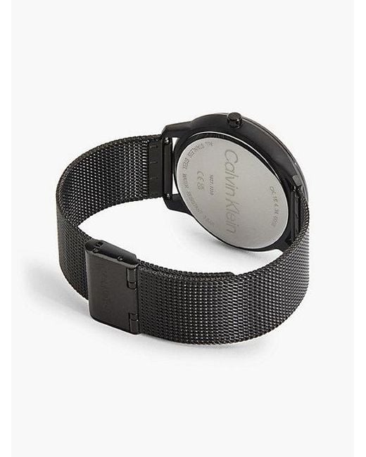 Calvin Klein Black Monogram Logo Mesh Bracelet Watch