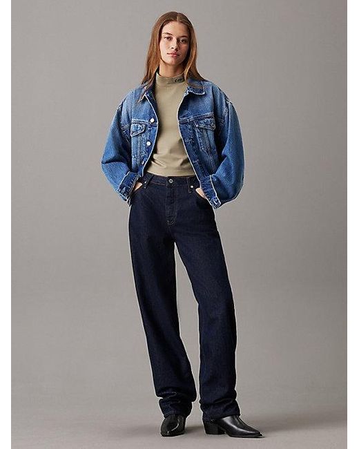 Calvin Klein Milano Jersey Top Met Lange Mouwen in het Natural