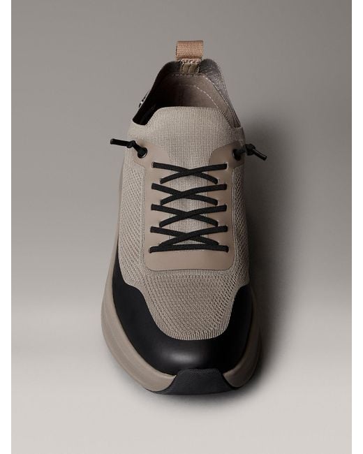 Calvin Klein Gray Mesh Chunky Runner Sock Trainers for men