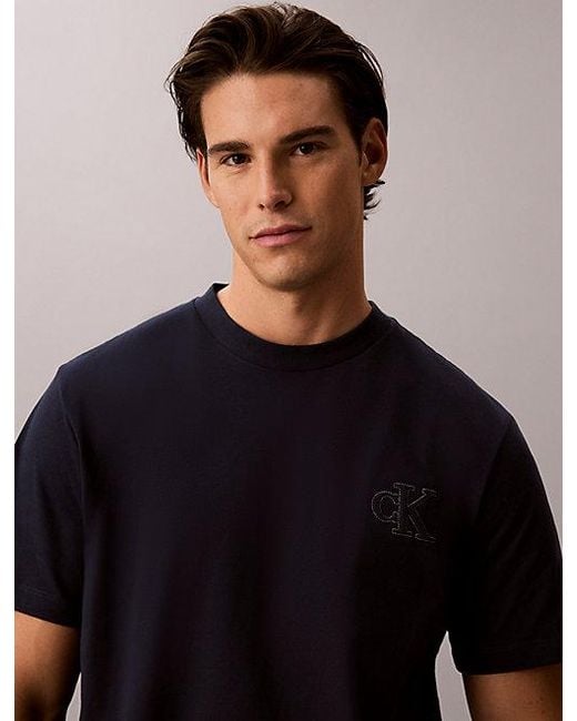 Calvin Klein Blue Jeans Relaxed Embossed Logo T-Shirt for men
