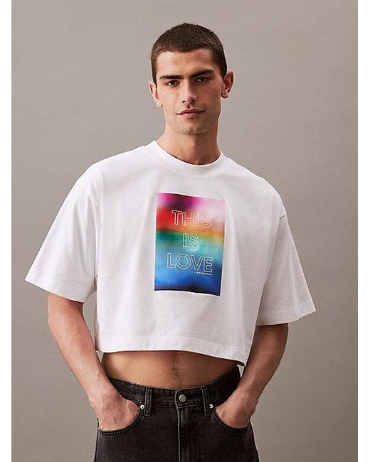 Camiseta boxy con logo - Pride Calvin Klein de color White