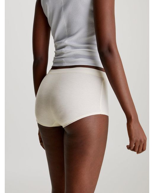 Calvin Klein White Boy Shorts - Ideal Modal Rib