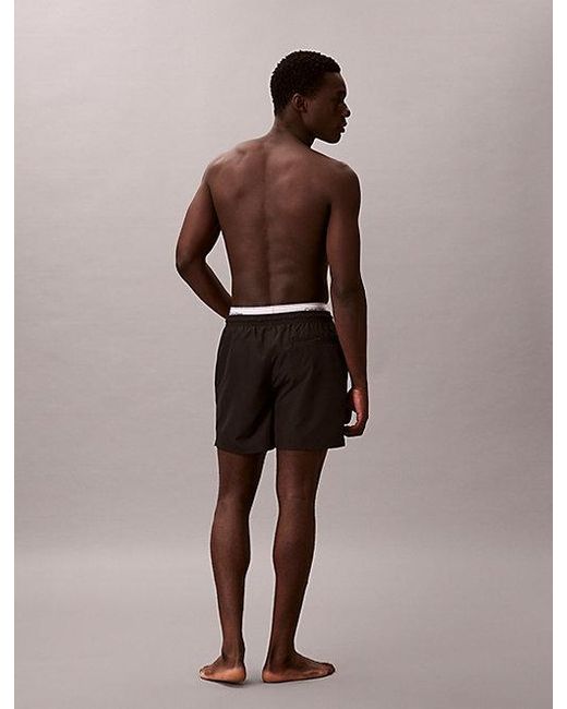 Calvin Klein Brown Medium Drawstring Swim Shorts Ck Essentials for men