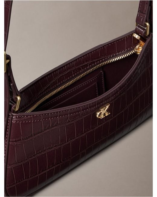 Calvin Klein Multicolor Monogram Logo Hardware Crocodile Print Shoulder Bag