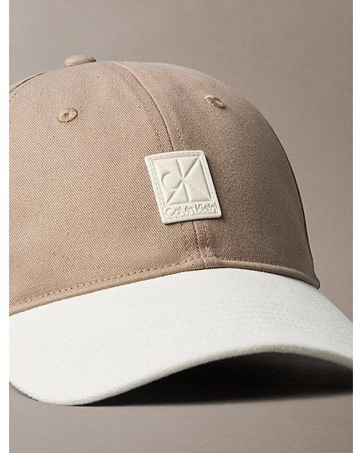 Calvin Klein Natural Mixed Media Colourblock Emblem Logo Cap for men