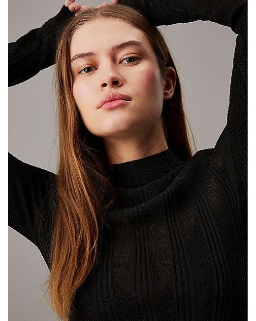 Calvin Klein Trui Met Slanke Open Steek in het Black