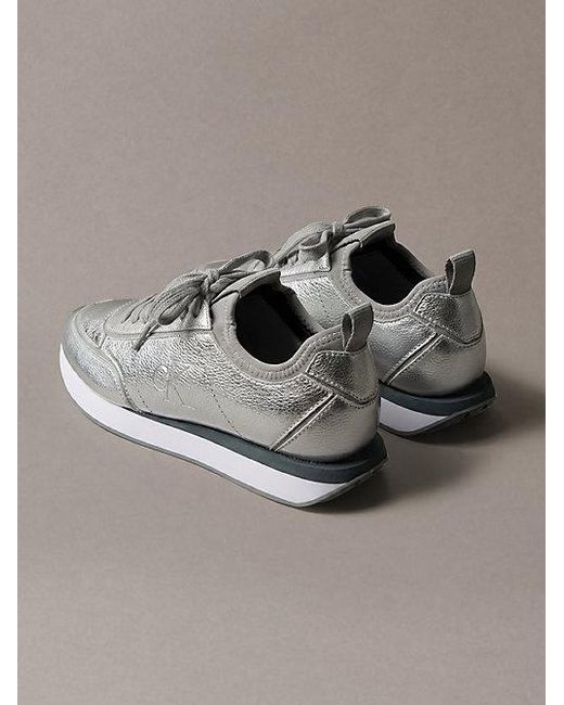 Calvin Klein Metallic Leather Runner Trainers