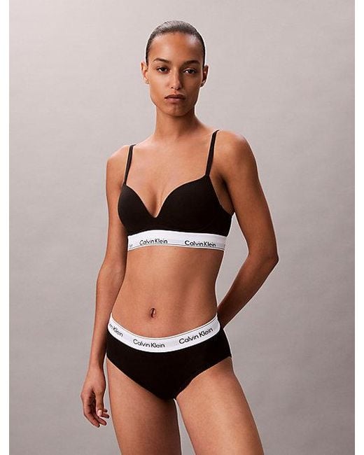 Calvin Klein Black Push Up Plunge Bra Icon Cotton Modal