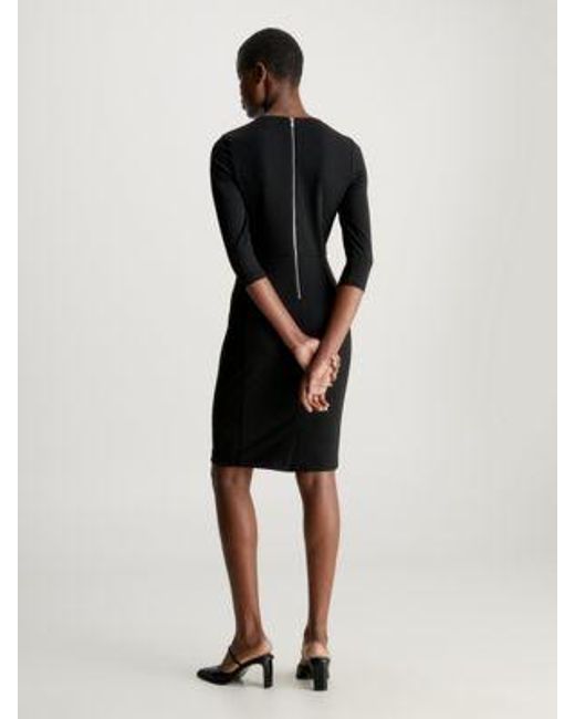 Vestido estilo bodycon de crepé de neopreno Calvin Klein de color Black