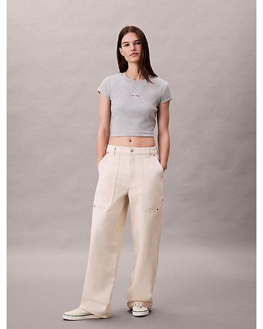 Calvin Klein Multicolor Jeans Slim Ribbed Cotton Logo T-Shirt