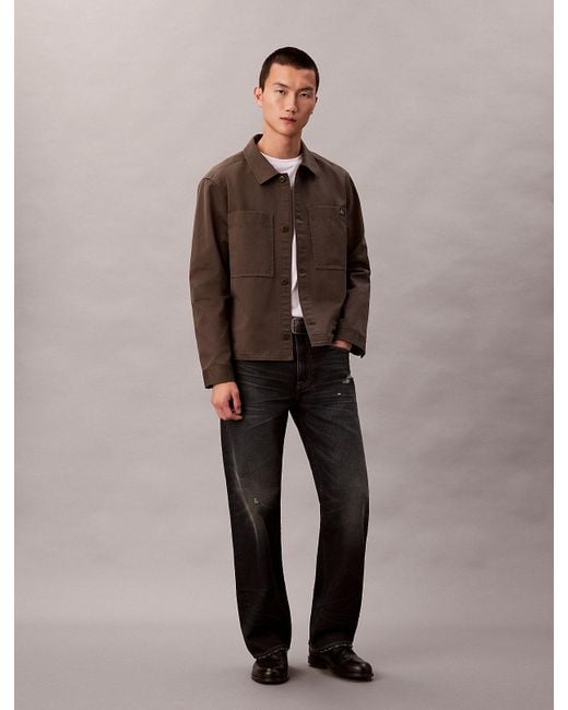 Surchemise Relaxed En Sergé De Coton Calvin Klein pour homme en coloris Brown