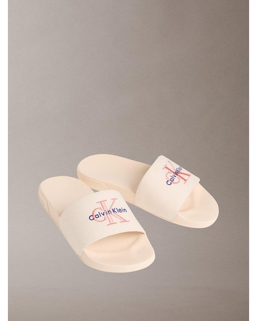 Calvin Klein Multicolor Canvas Contoured Logo Sliders