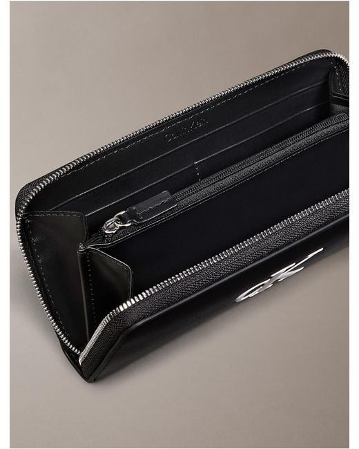 Calvin Klein Gray Bold Monogram Long Zip Wallet