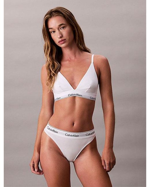 Calvin Klein Brown Unlined Triangle Bralette Icon Cotton Modal