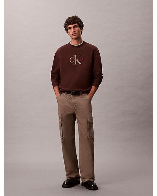 Calvin Klein Brown Jeans Oversized Monogram Sweatshirt for men