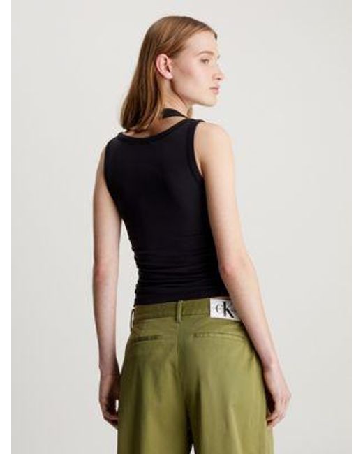 Camiseta de tirantes a capas de punto suave Calvin Klein de color Green